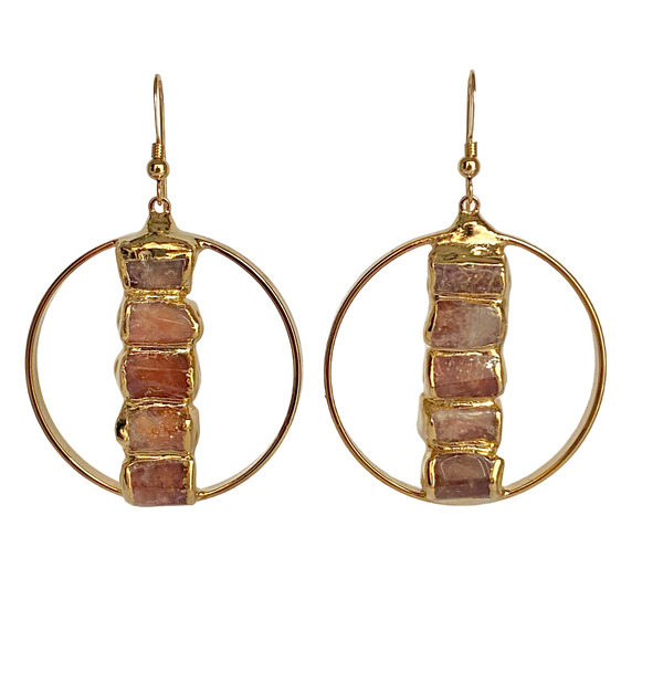 Handcrafted 2-inch Hoop with Unique Sunstone Stones by Amaterasu – Fashionable and Spiritual Jewelry for Women