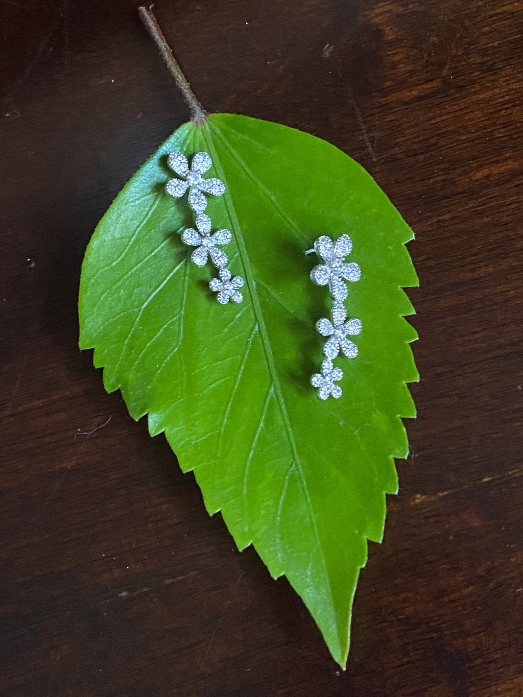 triple flower CZ ear crawler earrings - RobynRhodes