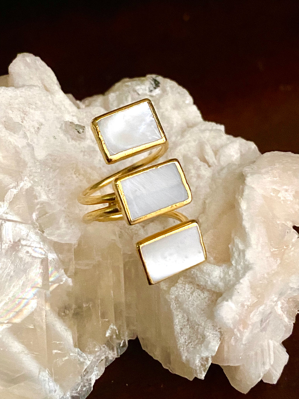 Triple mother of Pearl ring (size 6) - RobynRhodes