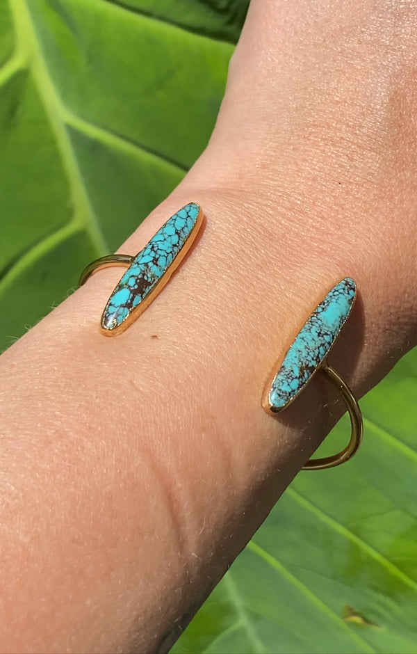 Oval turquoise C cuff bracelet - RobynRhodes