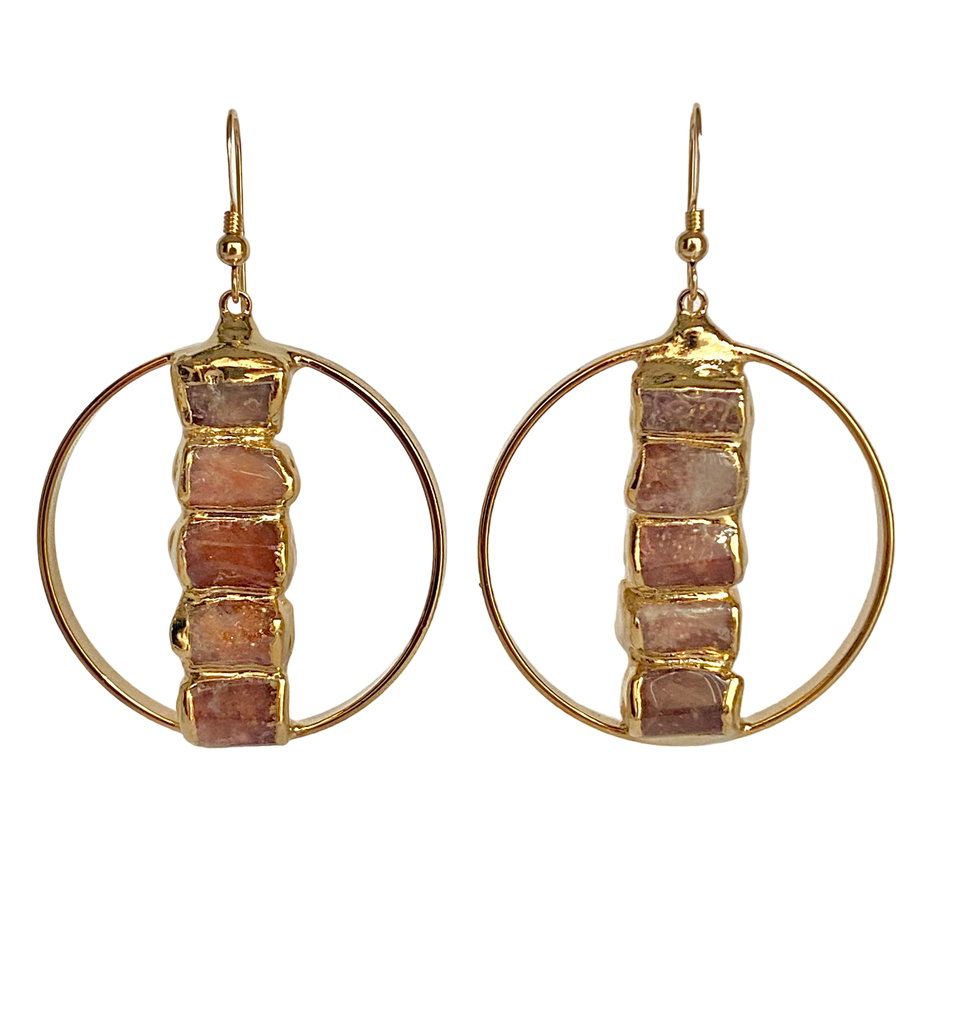 Handcrafted 2-inch Hoop with Unique Sunstone Stones by Amaterasu – Fashionable and Spiritual Jewelry for Women