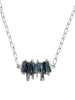 Unleash Edge with Aubrey Necklace. Stacked blue kyanite shard stones create a unique, eye-catching piece. Pendant measures 1.25 inch on a paperclip chain.