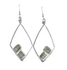 Experience effortless style with the delicate Charity earrings. Crafted from lightweight hand-hammered wire, they showcase a diamond shape design adorned with rectangular green kyanite stacked stones. Measuring 2.25 inches long and 1.25 inches wide, these earrings offer timeless elegance for any occasion.