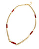 Audrey Necklace: Ideal for layering or subtle pop of color. Red jasper bar stones, each 1/2 inch long, on 18 inch flat curb chain with 2 inch extender. Perfect for everyday wear.