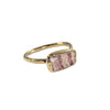 Gianna: Hand hammered thin band ring with unique rectangular Rhodochrosite stone. Versatile and beautiful, each ring is unique with a 1/2 inch stone varying in size, shape, and coloration.