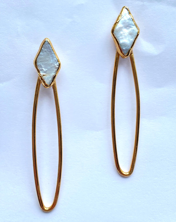 Diamond Pearl wire stud earrings - RobynRhodes