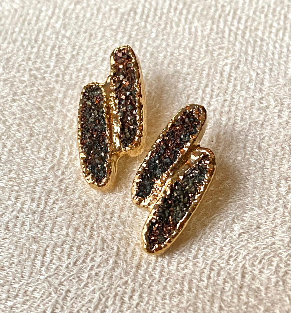 Copper druzy stud earrings - RobynRhodes