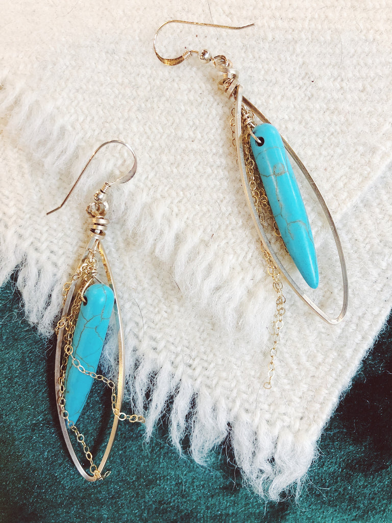 Turquoise hoop earrings - RobynRhodes