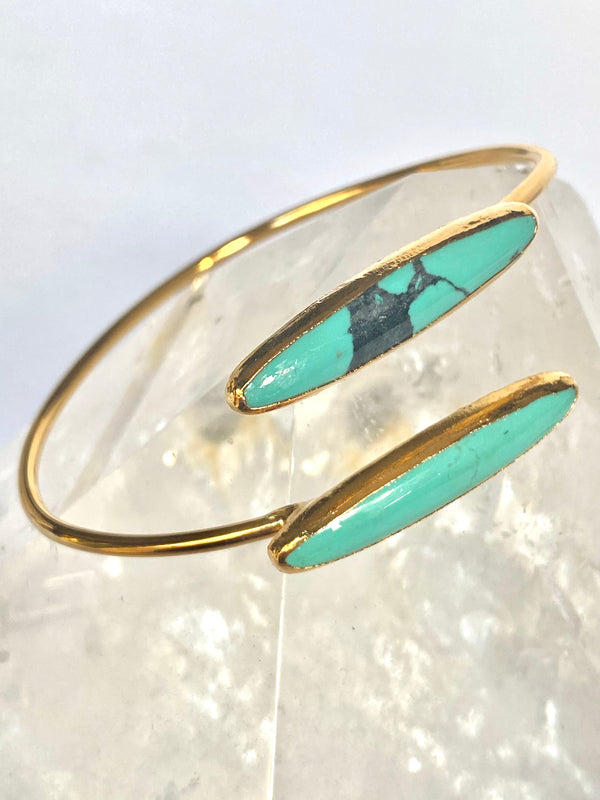 Long oval turquoise wrap bracelet - RobynRhodes
