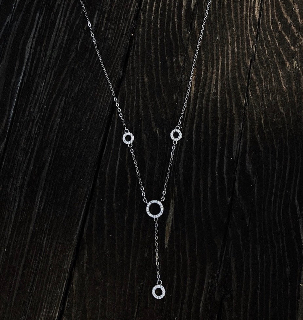 Sterling silver circle cz necklace - RobynRhodes