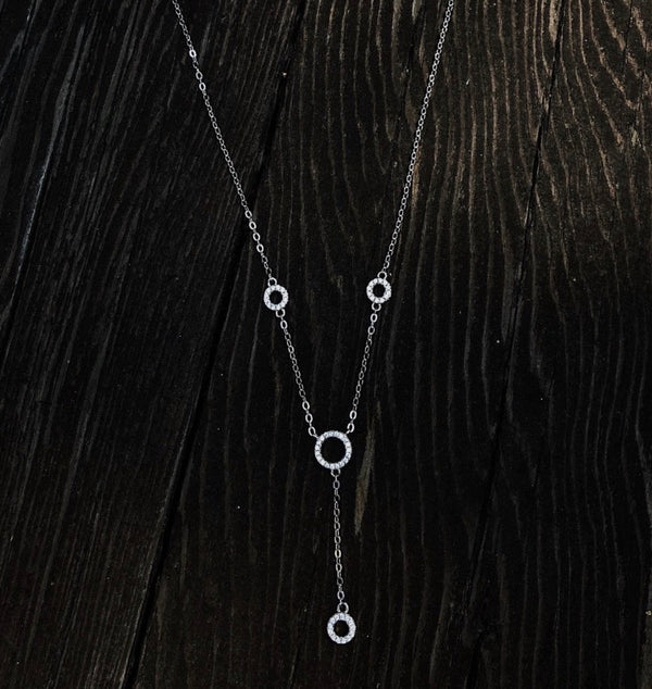 Sterling silver circle cz necklace - RobynRhodes