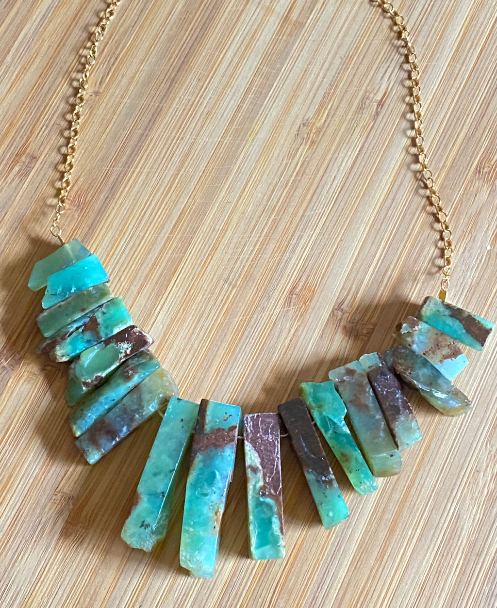 Raw Chrysoprase bib necklace - RobynRhodes