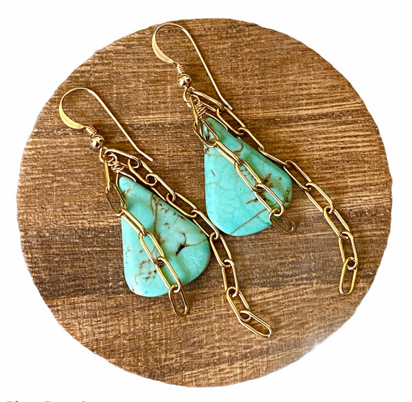 Turquoise and Chain earrings - RobynRhodes