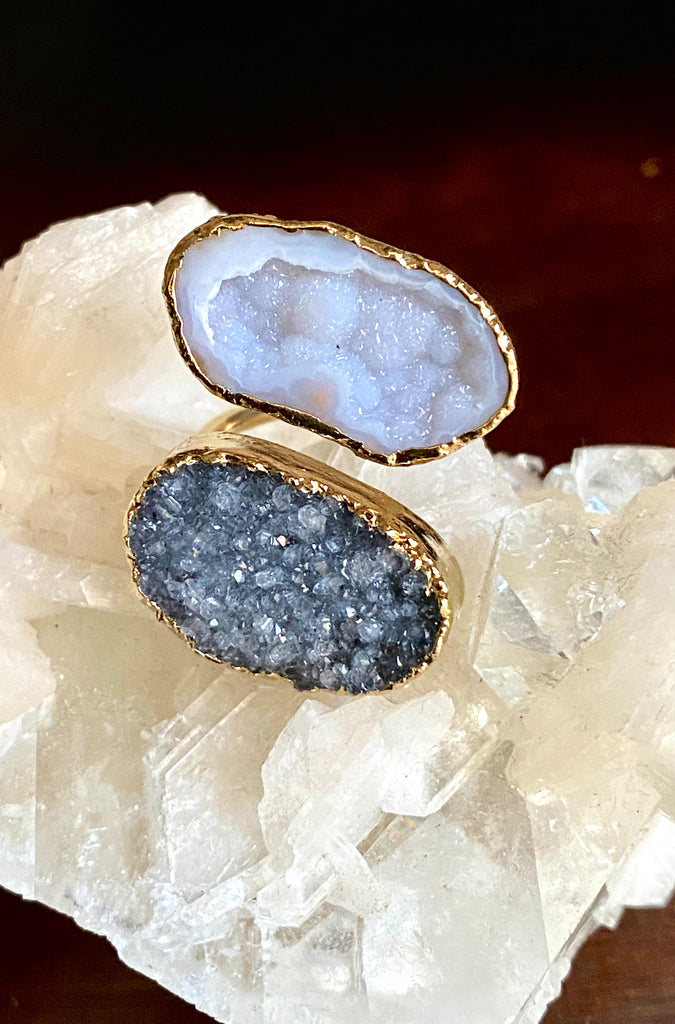 Geode and druzy wrap ring (adjustable) - RobynRhodes