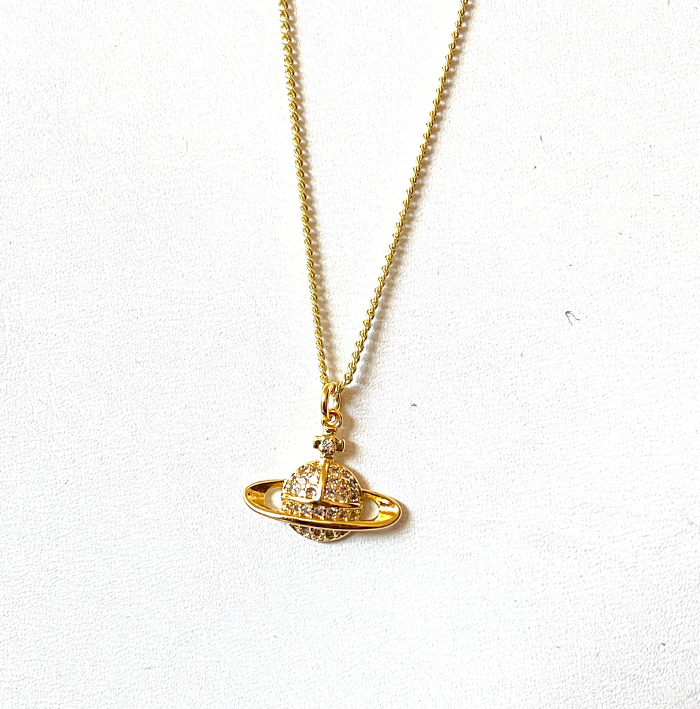 CZ Saturn charm necklace - RobynRhodes