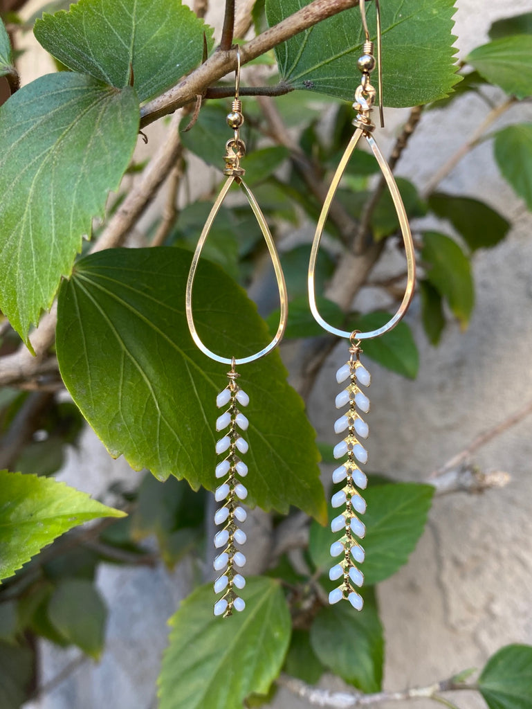 Hoops with feather chain earrings - RobynRhodes