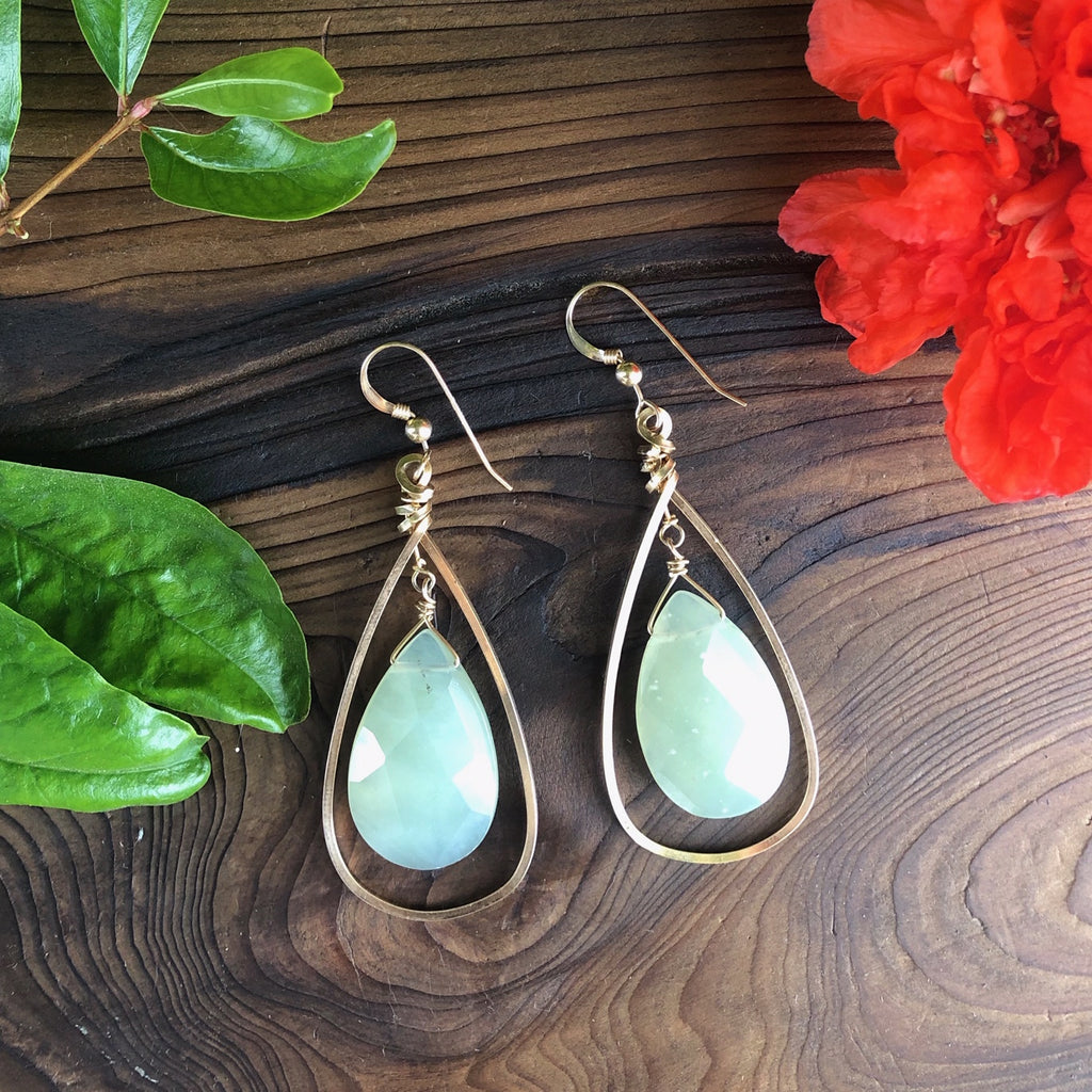 Green Jade with Gold Hoop Earrings - RobynRhodes